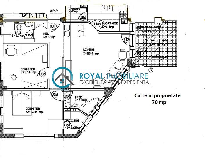 Royal Imobiliare   Vanzare apartament 3 camere cu curte proprie Ultracentral