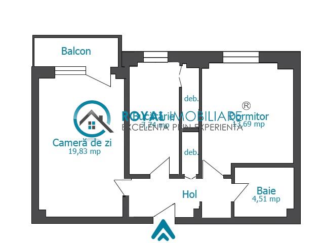 Royal Imobiliare  Vanzare apartament 2 camere, zona Piata Mihai Viteazu