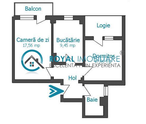 Royal Imobiliare   Vanzare apartament 2 camere, zona Democratiei