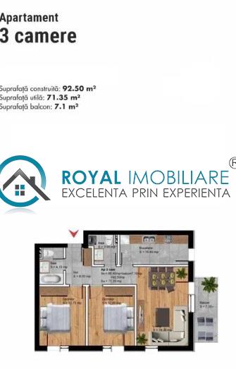 Royal Imobiliare   Vanzare apartament 3 camere, zona Albert