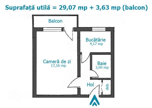 Royal Imobiliare   apartament 1 camera de vanzare in Ploiesti, zona B dul Bucuresti