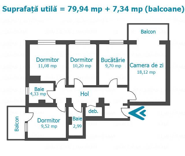 Royal Imobiliare   apartament 4 camere de vanzare in Ploiesti, zona Enachita Vacarescu