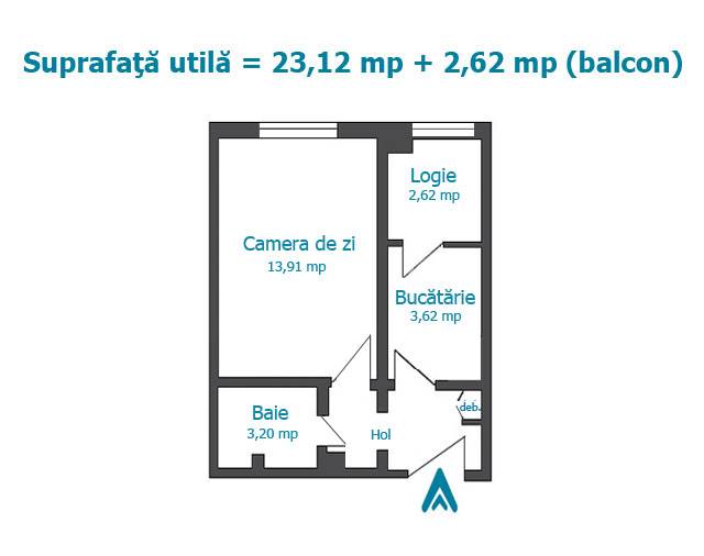 Royal Imobiliare   apartament 1 camera de vanzare in Ploiesti, zona Malu Rosu
