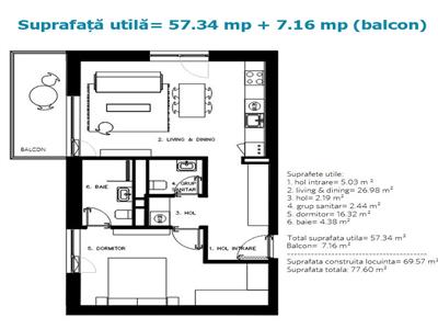 Royal Imobiliare-Vanzare Apartament 2 camere Bloc Nou zona Democratiei