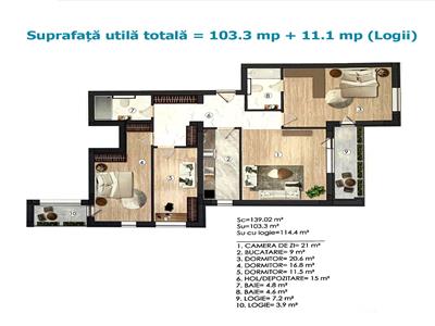 Royal Imobiliare-Vanzare Apartament 4 Camere Zona Campina